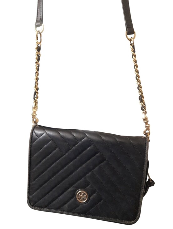 Tory Burch Handbags - Tory Burch Black Quilted Leather Chain Shoulder Crossbody Bag